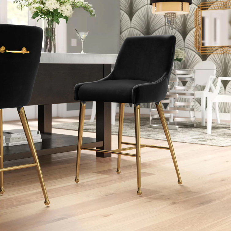 Everly Quinn Rickyah Upholstered Counter Stool with Solid Wood Frame Reviews Wayfair